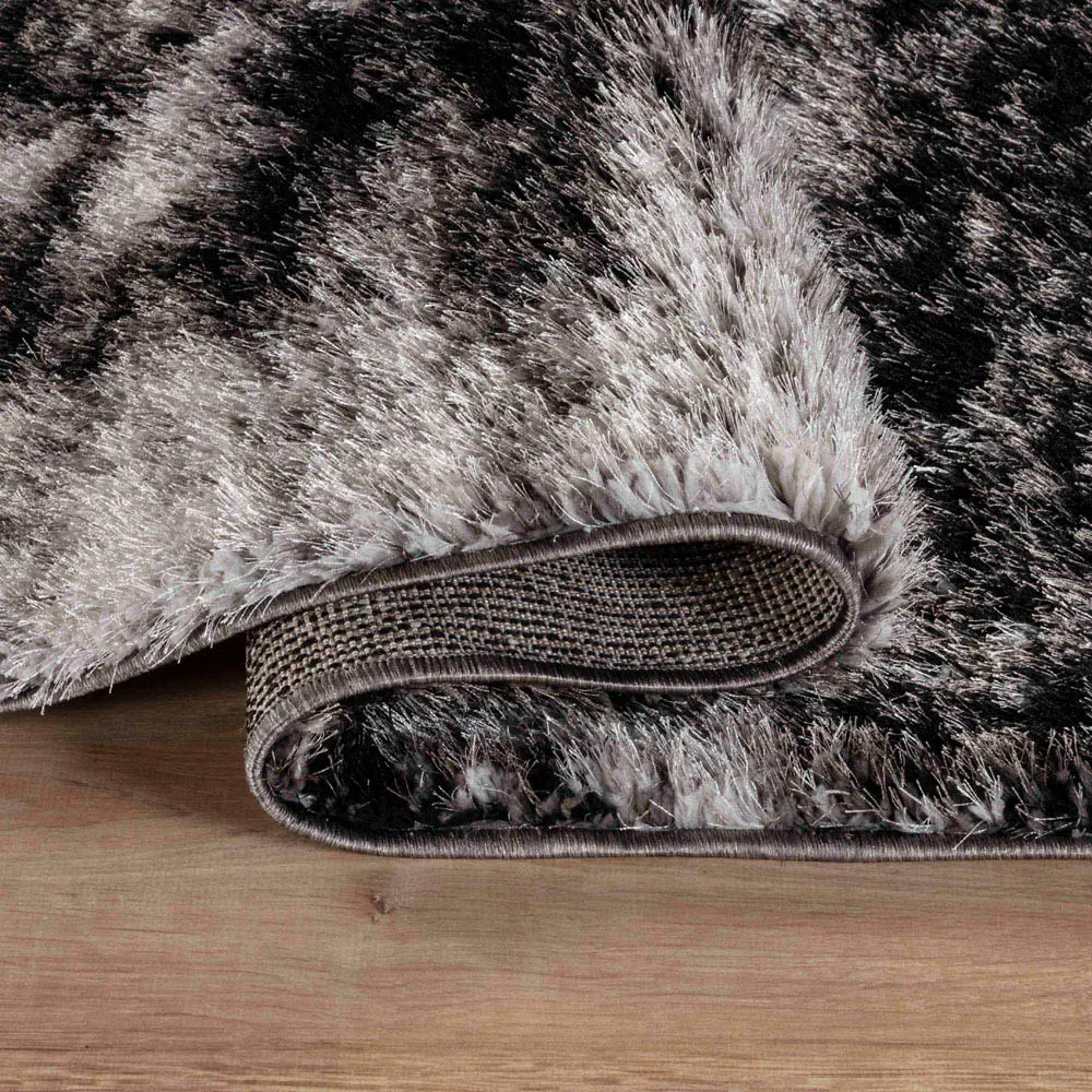 Two Tone Shimmer Shaggy Area Rug - Dark Grey, Polyester