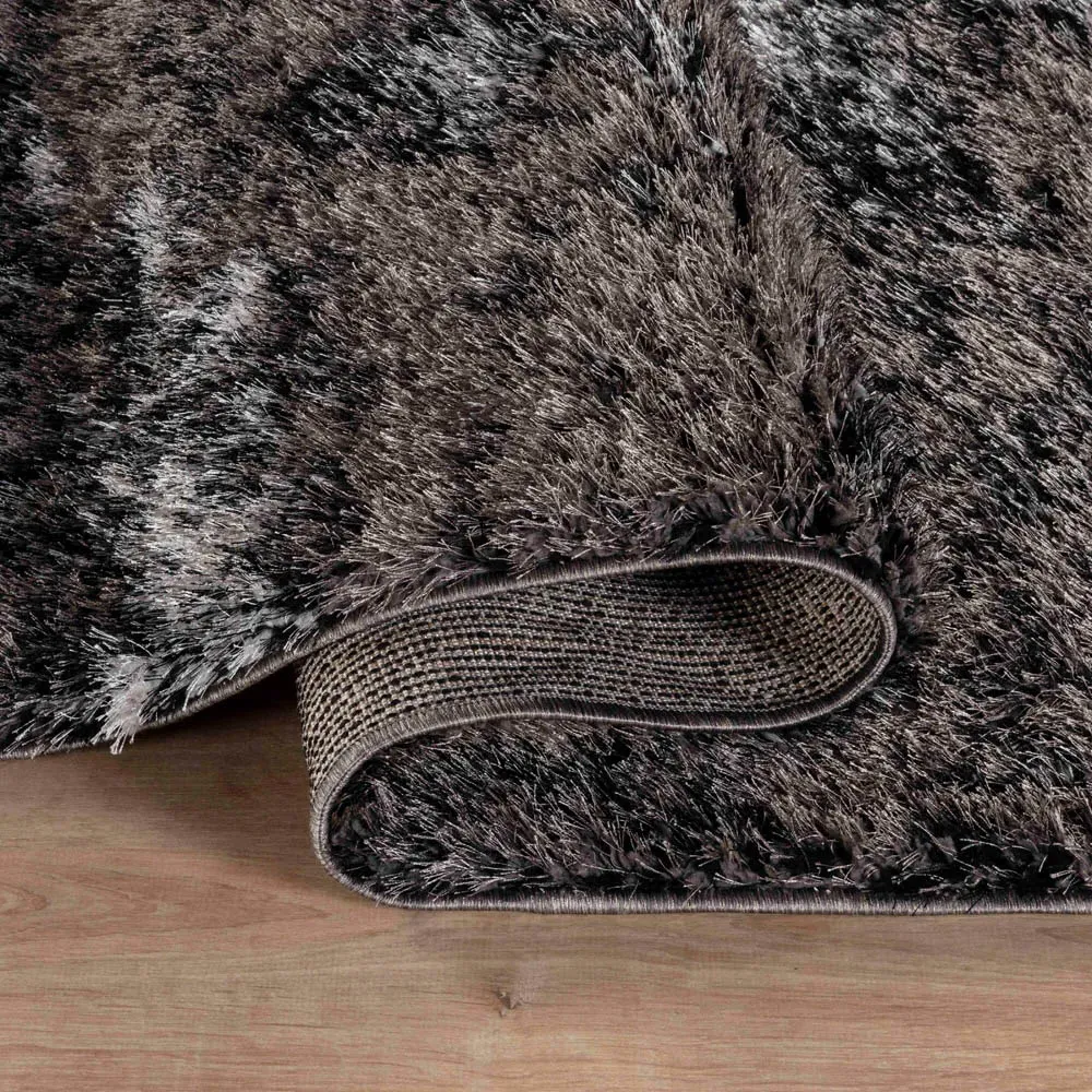 Two Tone Shimmer Shaggy Area Rug - Silver, Polyester