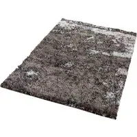 Two Tone Shimmer Shaggy Area Rug - Silver, Polyester