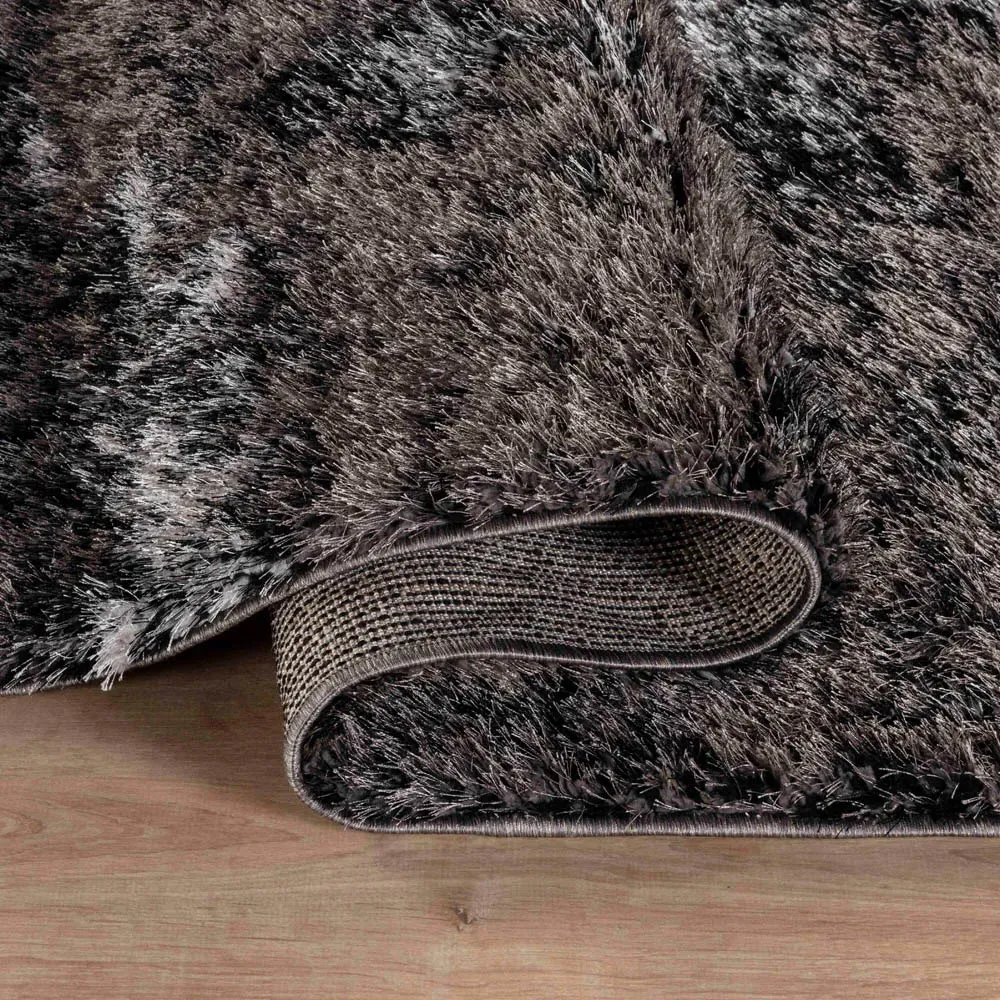 Two Tone Shimmer Shaggy Area Rug - Silver, Polyester