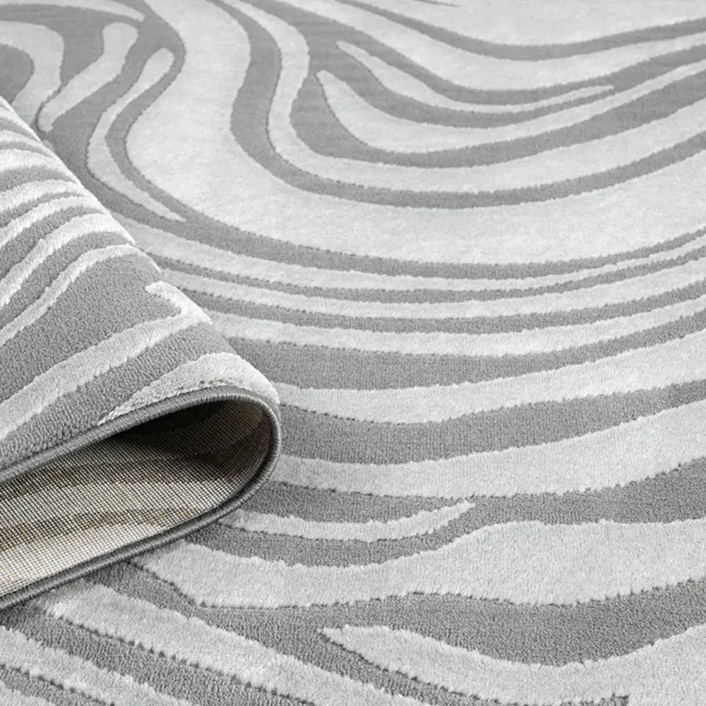 Vellure Anthracite Metallic Marble Design Rug - Grey