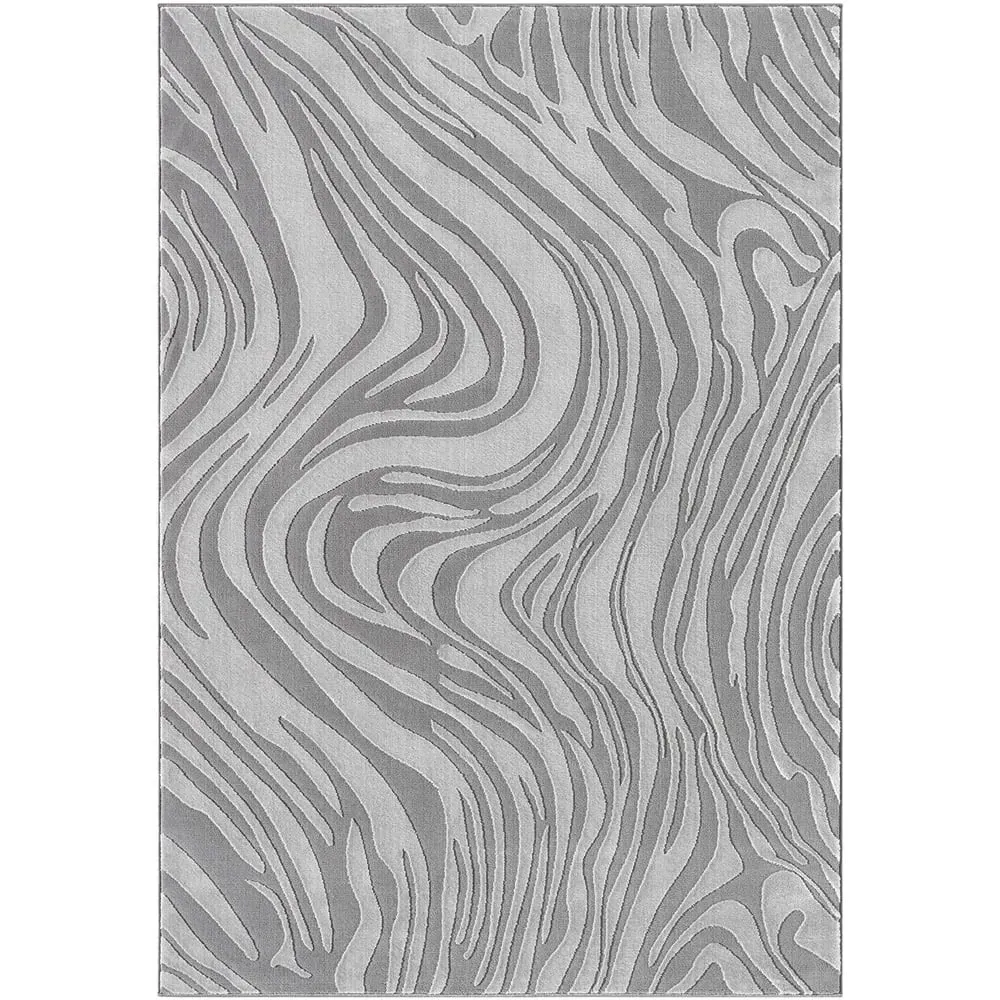 Vellure Anthracite Metallic Marble Design Rug - Grey image