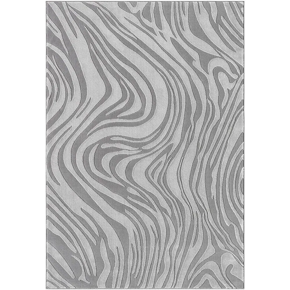Vellure Anthracite Metallic Marble Design Rug - Grey