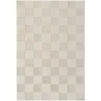 Vellure Cream Metallic Grid Design Rug - Cream