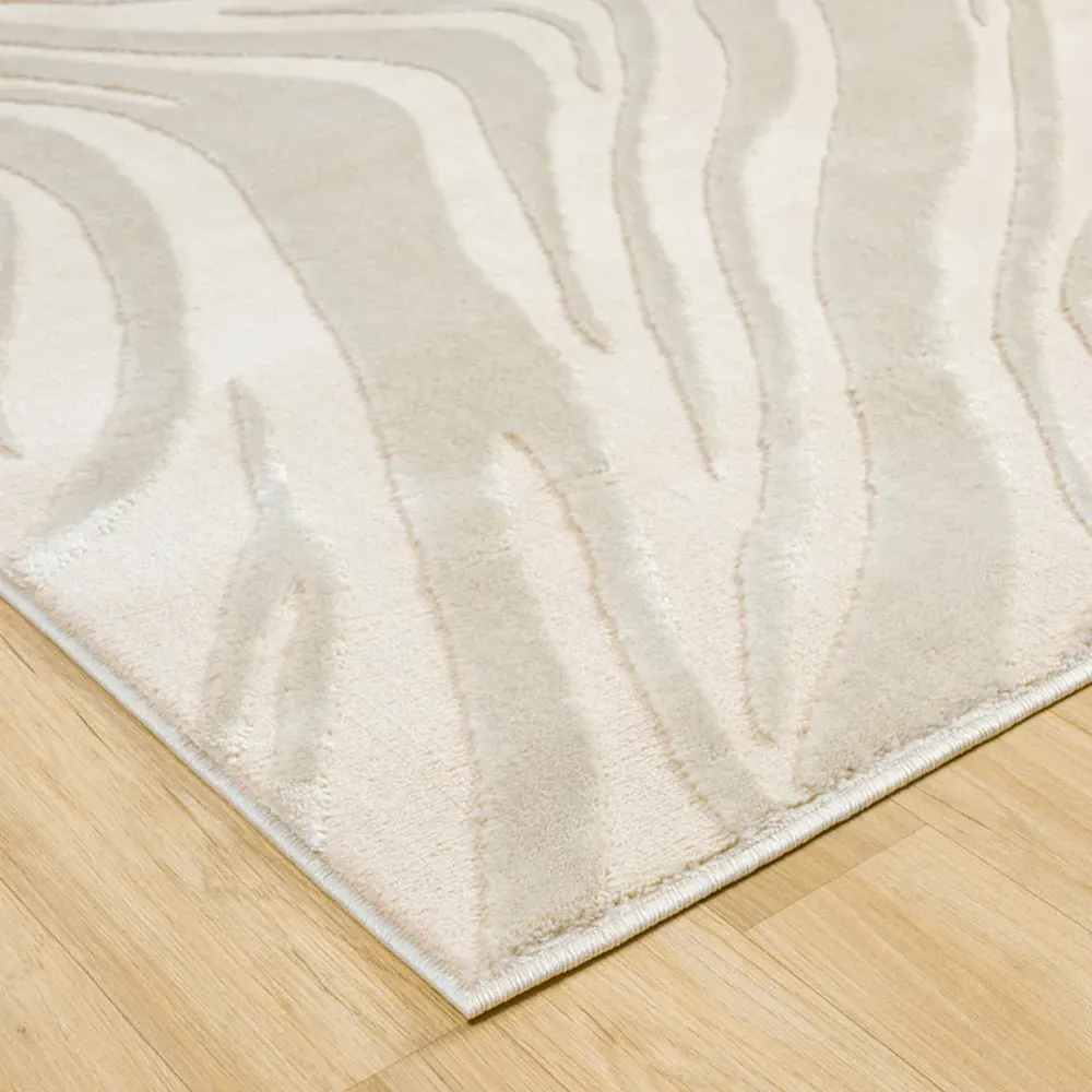 Vellure Cream Metallic Marble Design Rug - Cream