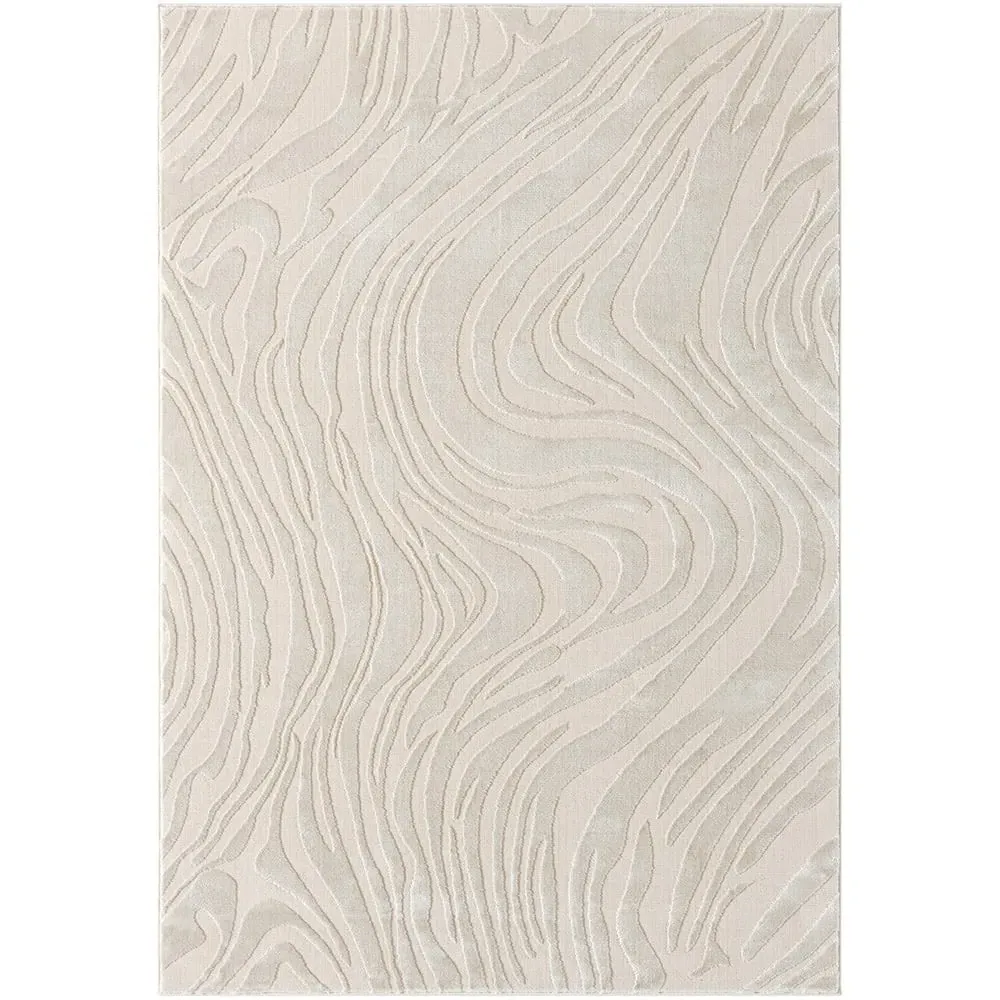Vellure Cream Metallic Marble Design Rug - Cream