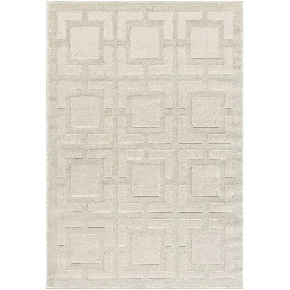 Vellure Cream Metallic Maze Design Rug - Cream