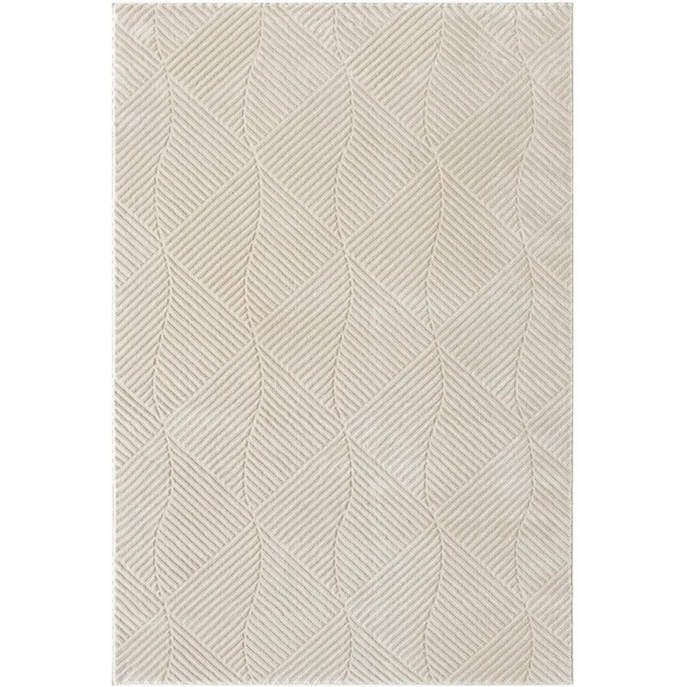 Vellure Cream Metallic Pyramid Design Rug - Cream