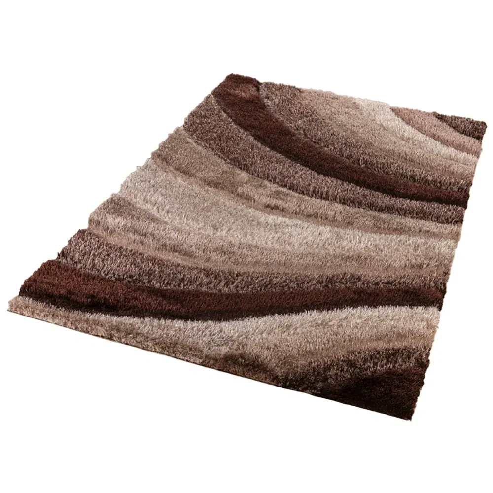 Waves Shimmer Shaggy Area Rug - Bronze, Polyester