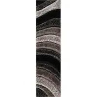 Waves Shimmer Shaggy Area Rug - Grey, Polyester