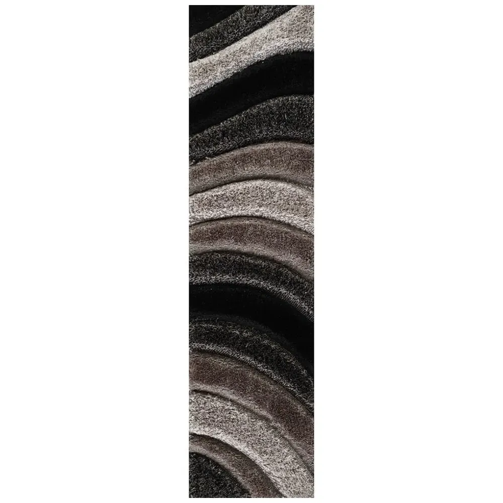 Waves Shimmer Shaggy Area Rug - Grey, Polyester