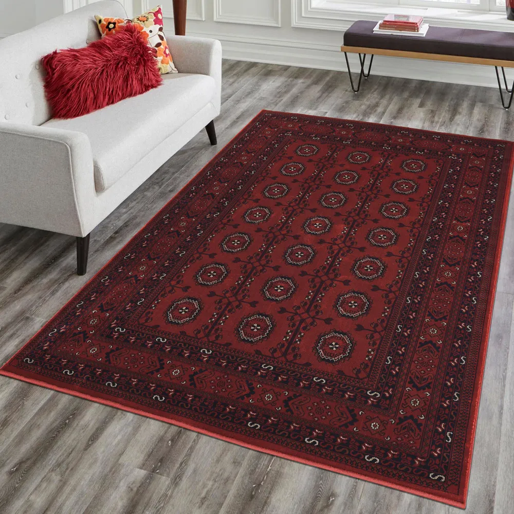 Yasmin Bukhara Oriental Rug - Red, Polyester