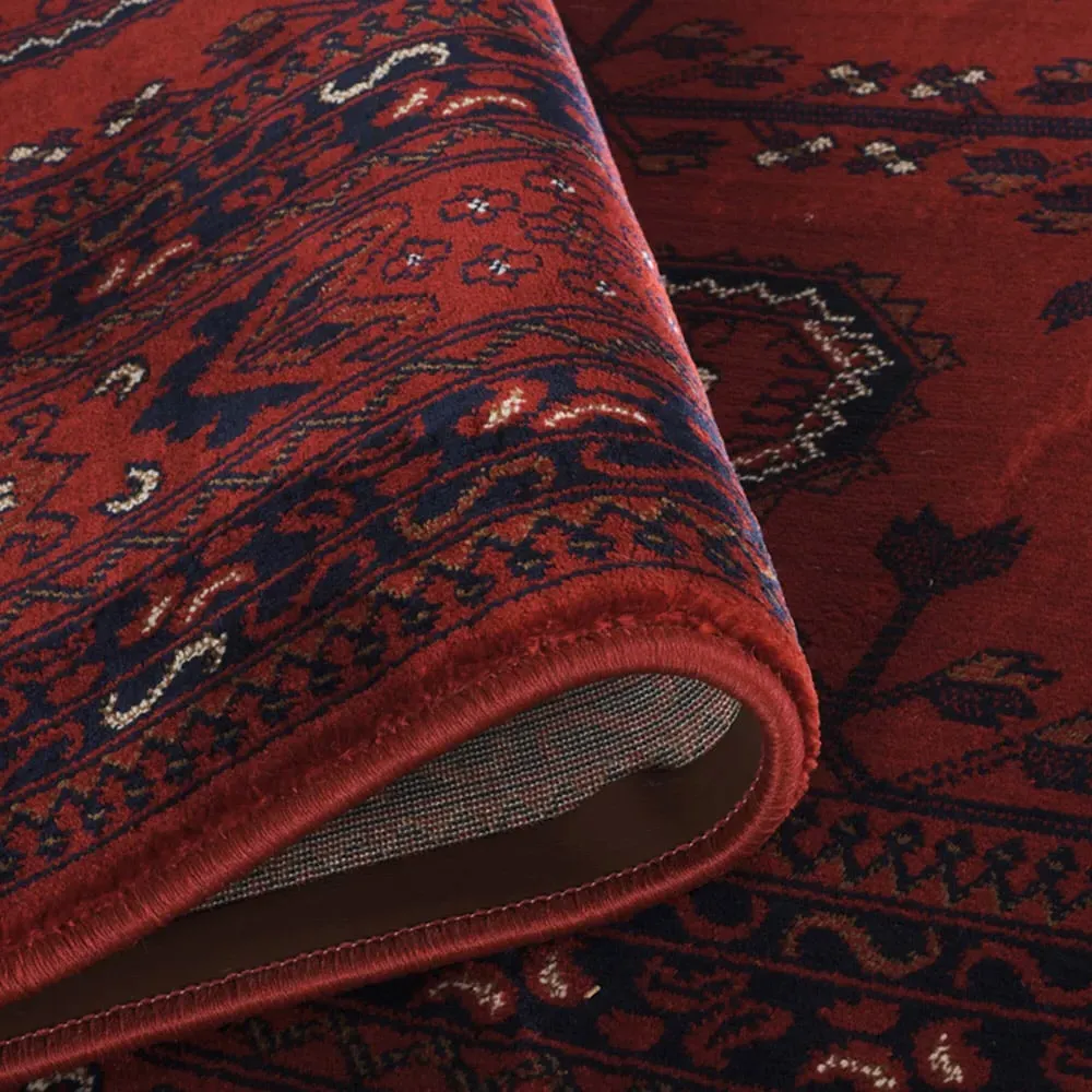 Yasmin Bukhara Oriental Rug - Red, Polyester