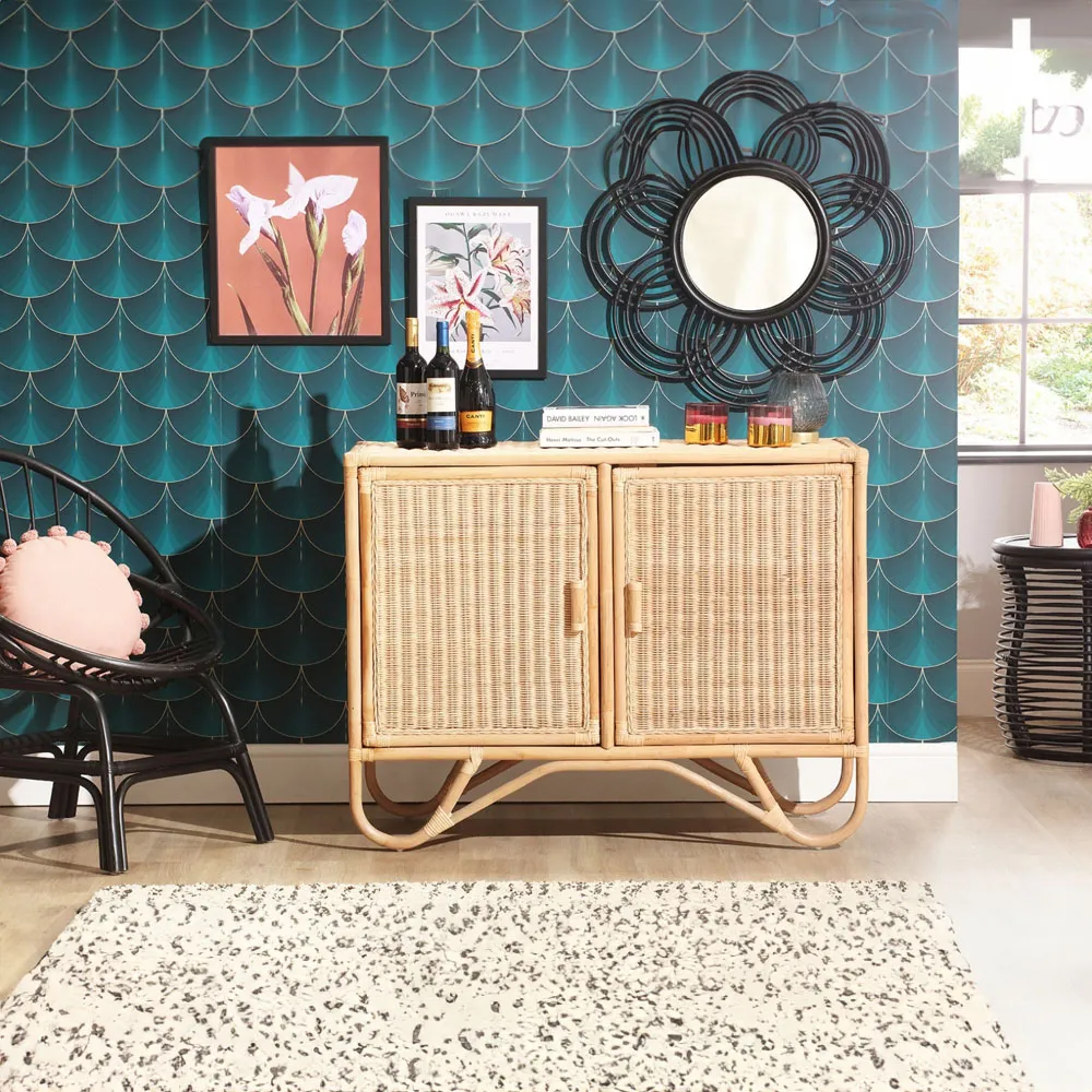 2 Door Rattan Sideboard - Brown