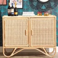 2 Door Rattan Sideboard - Brown