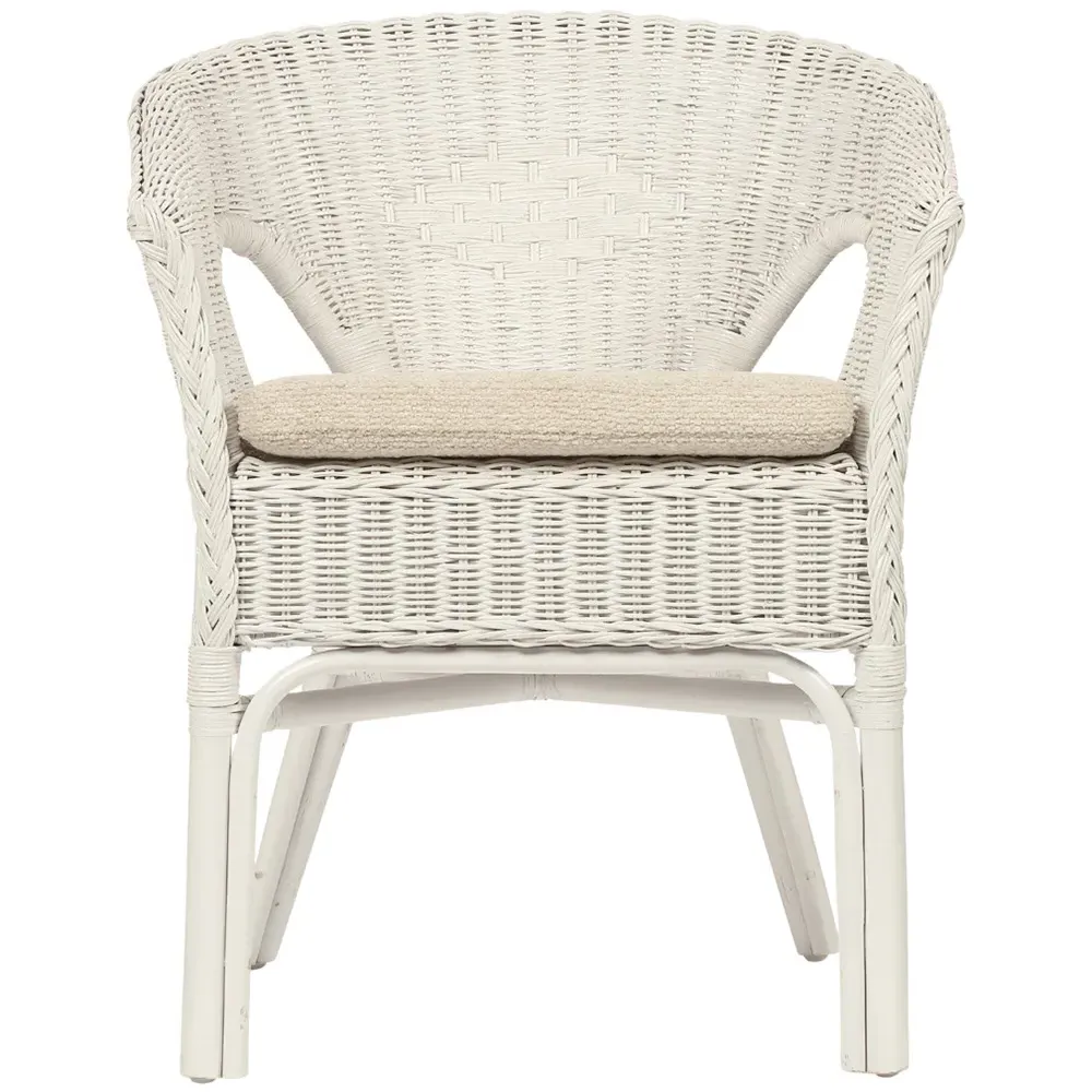 Adult Size Loom Chair with Cushion - White, Wicker