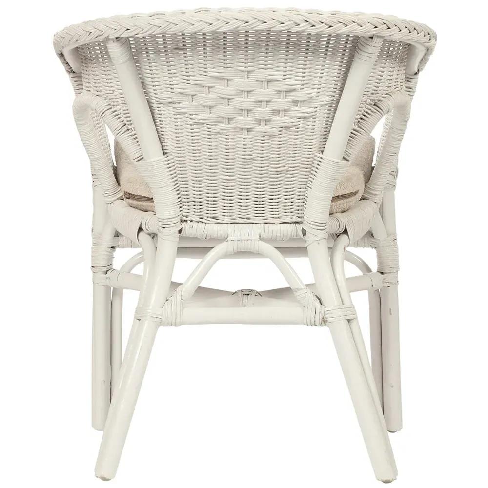 Adult Size Loom Chair with Cushion - White, Wicker