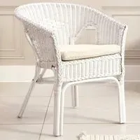 Adult Size Loom Chair with Cushion - White, Wicker
