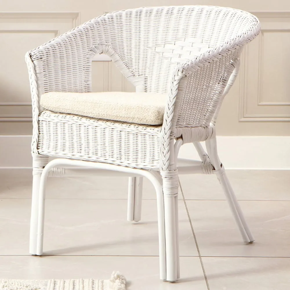 Adult Size Loom Chair with Cushion - White, Wicker