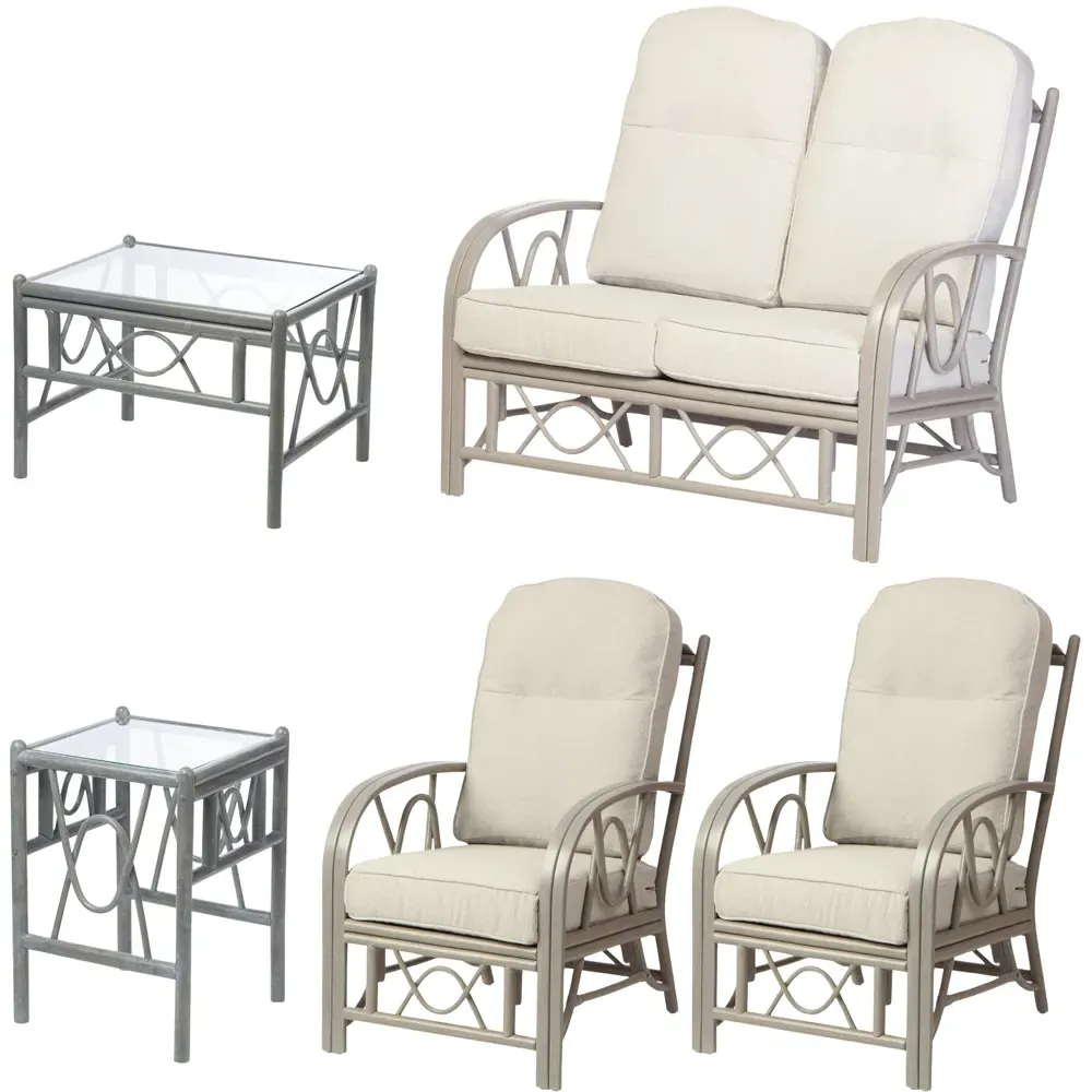 Bali 4-Seater Sofa Set - Grey, Natural Rattan