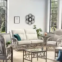 Bali 5 Seater Sofa Set - Grey, Natural Rattan