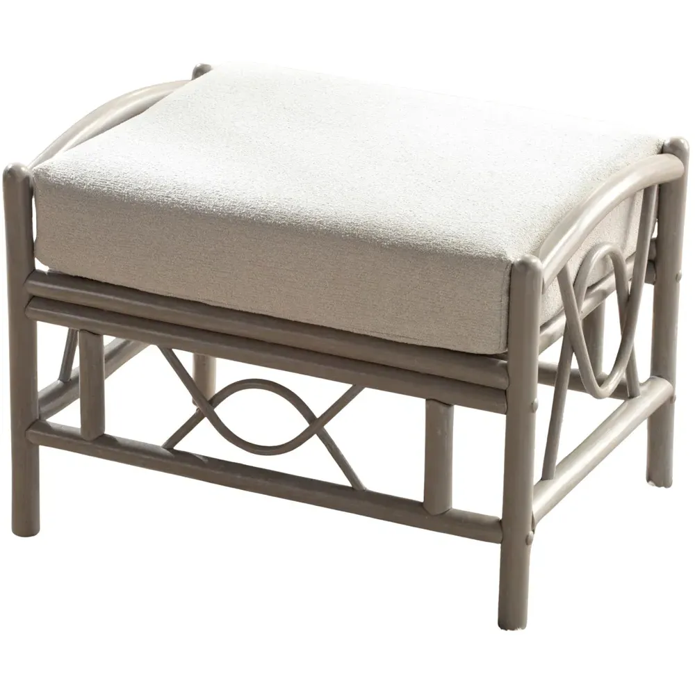 Bali Footstool - Grey, Natural Rattan