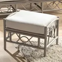 Bali Footstool - Grey, Natural Rattan