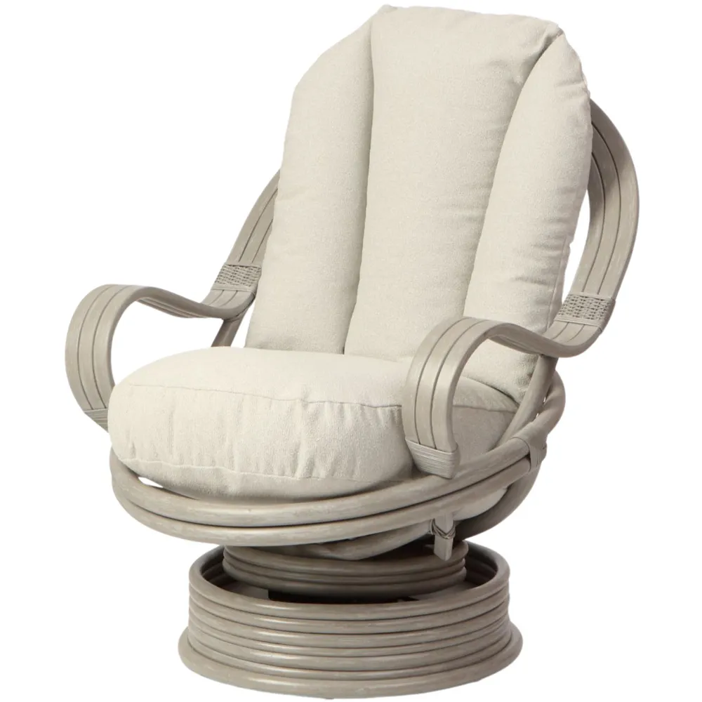 Bali Swivel Rocking Chair - Grey, Natural Rattan