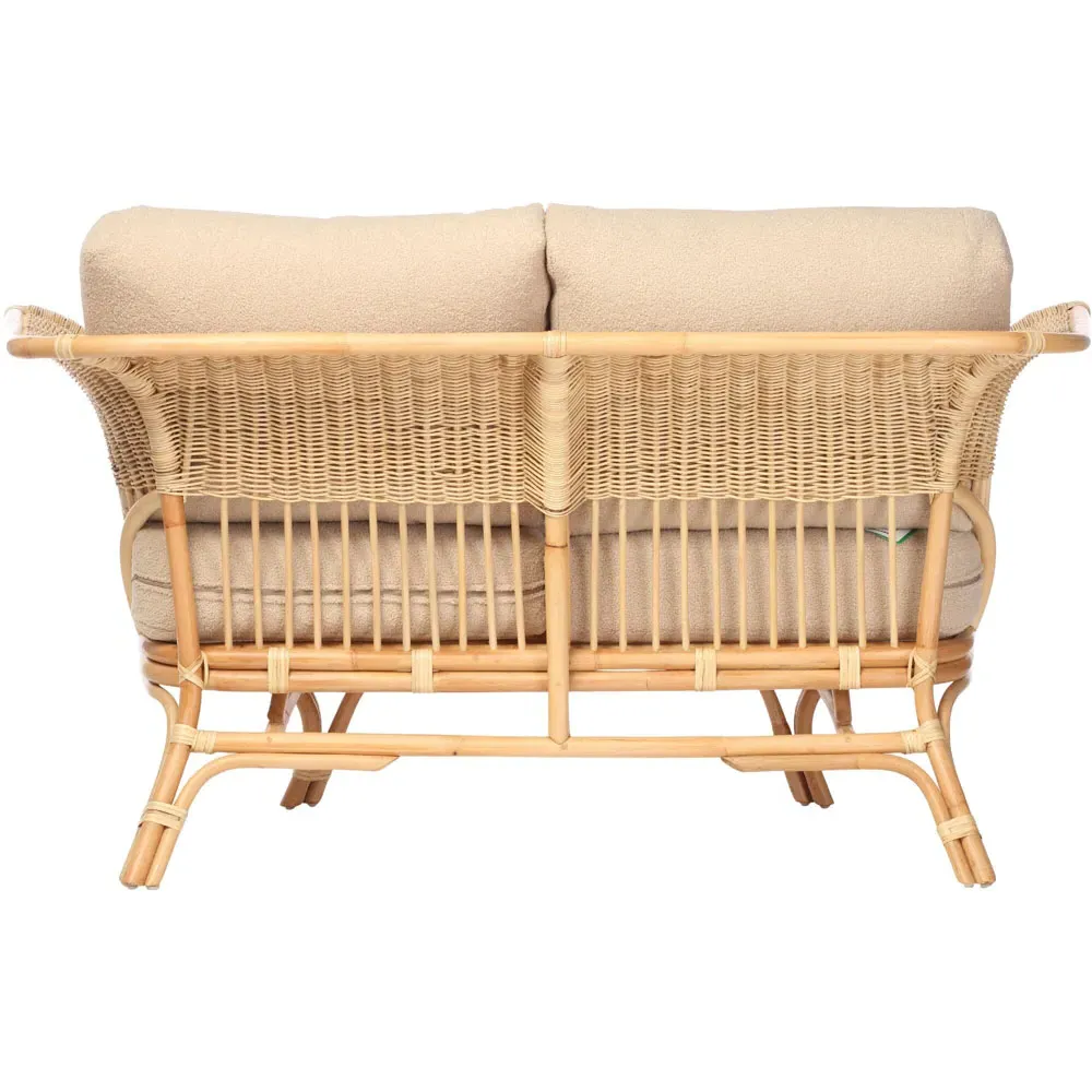 Bejing 2-Seater Natural Rattan Sofa - Brown, Boucle
