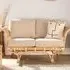 Bejing 2-Seater Natural Rattan Sofa - Brown, Boucle
