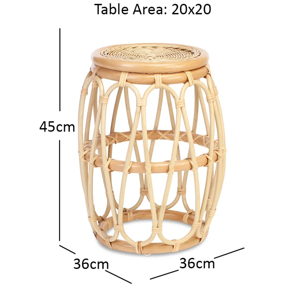 Bejing Lamp Table - Brown, Natural Rattan