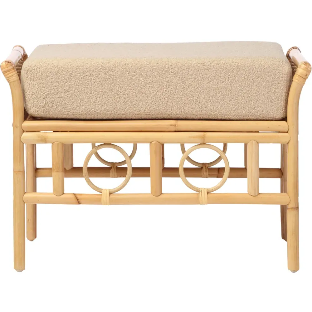 Bejing Natural Rattan Footstool - Brown, Boucle