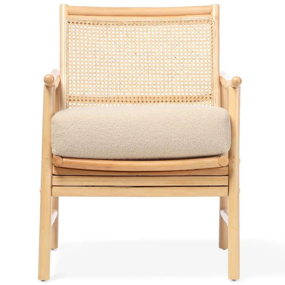 Borneo Rattan Chair with Boucle Cushion - Cream