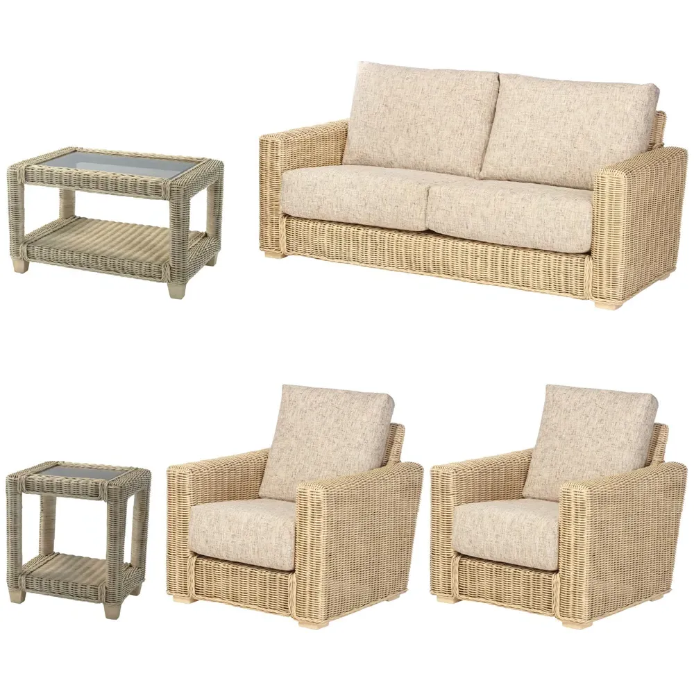 Burford 5-Seater Sofa Set - Cream, Rattan