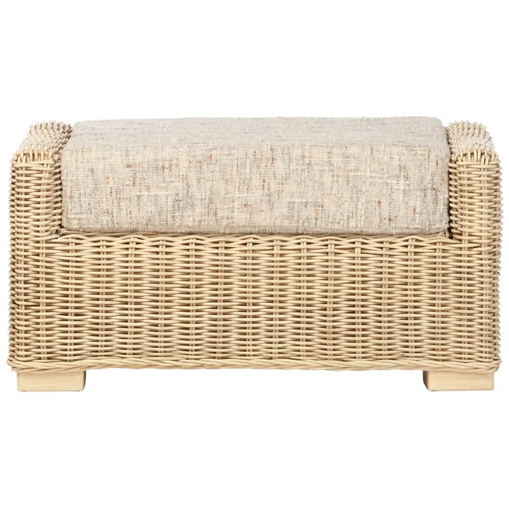 Burford Footstool - Cream, Rattan