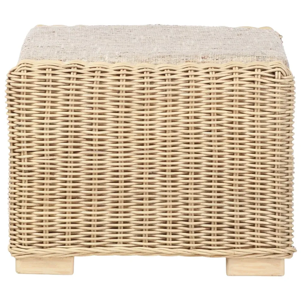 Burford Footstool - Cream, Rattan