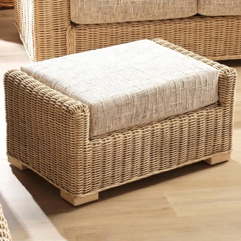 Burford Footstool - Cream, Rattan image