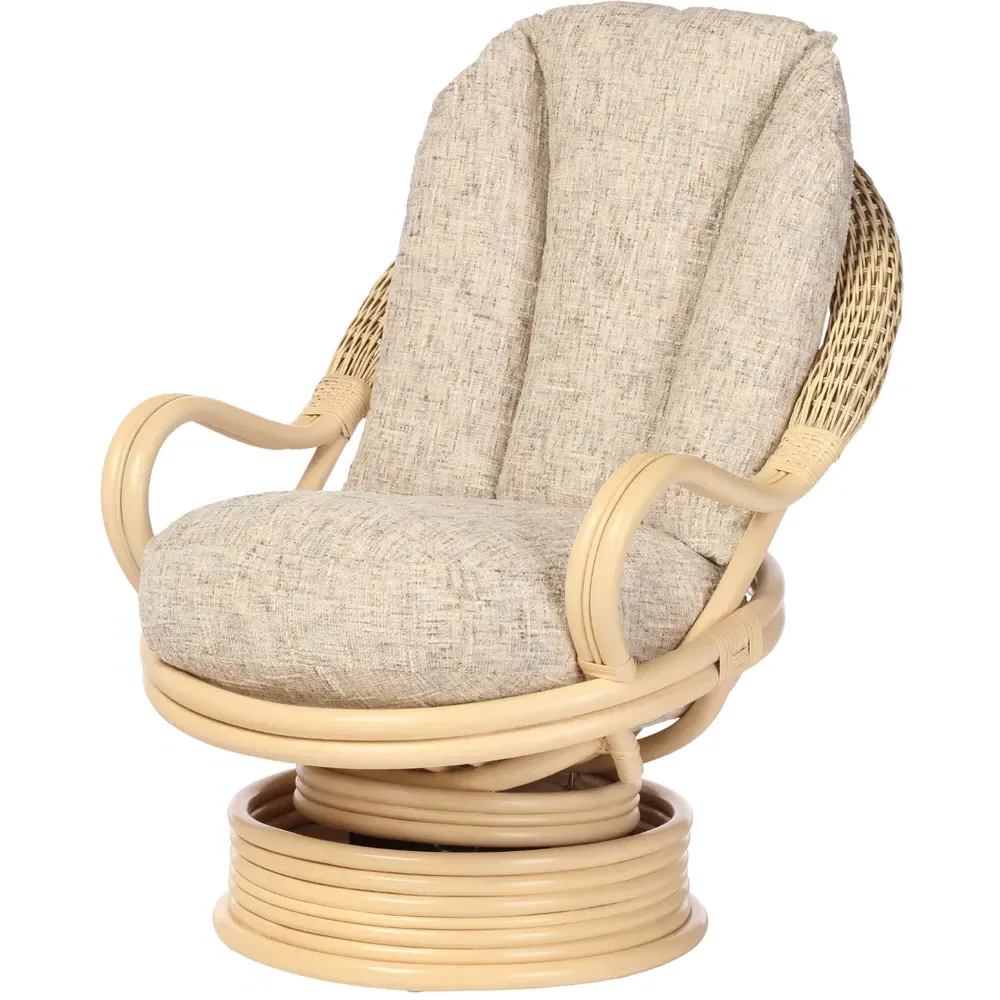 Burford Swivel Rocker Chair - Cream, Rattan