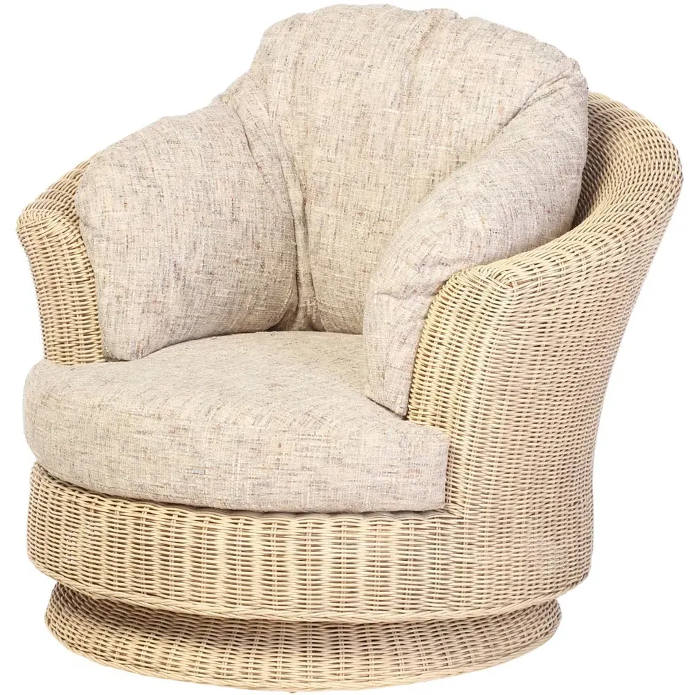 Burford Swivel Tub Chair - Cream, Rattan