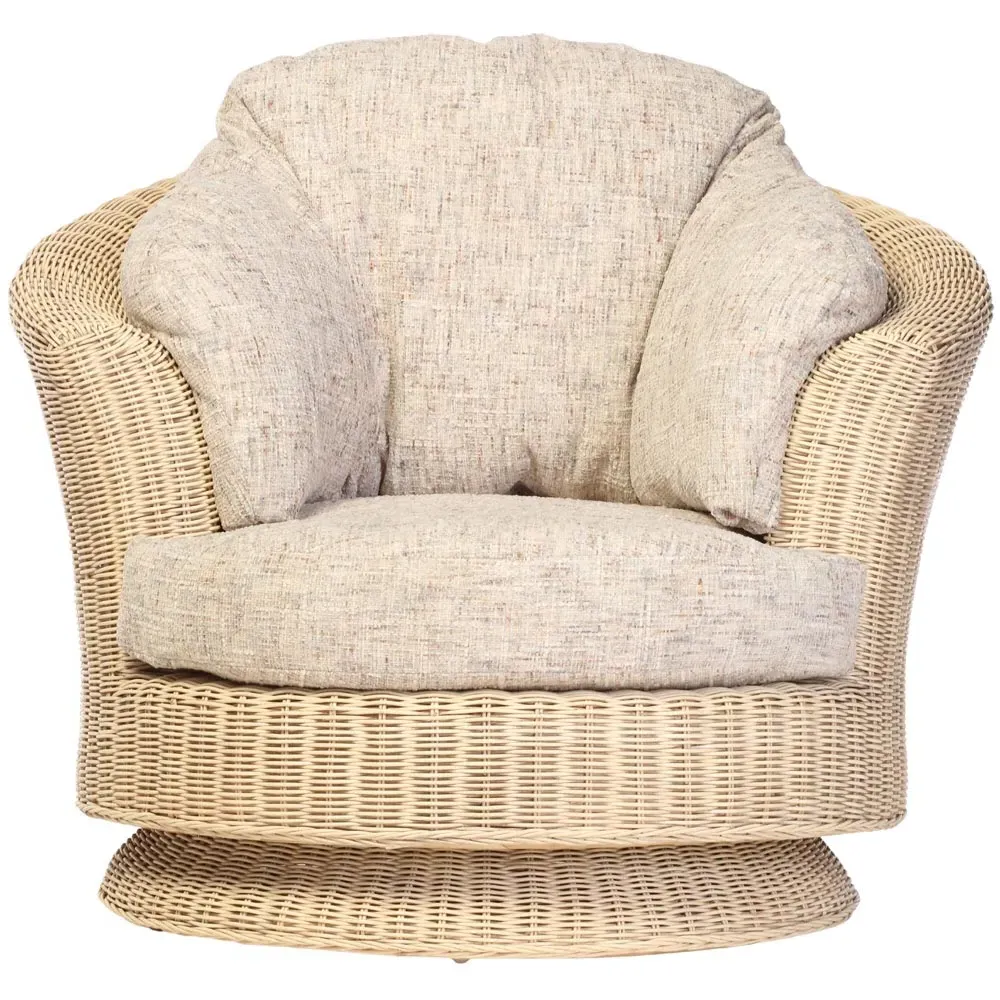 Burford Swivel Tub Chair - Cream, Rattan