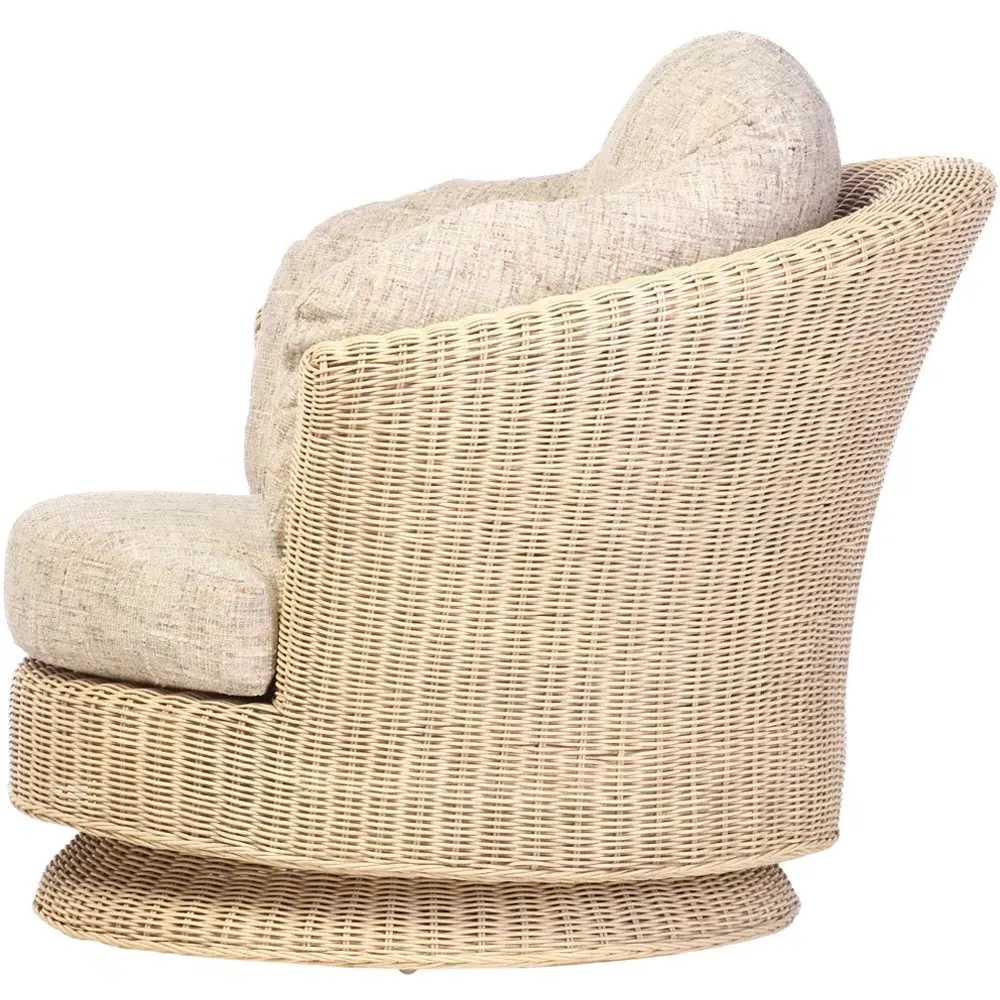 Burford Swivel Tub Chair - Cream, Rattan