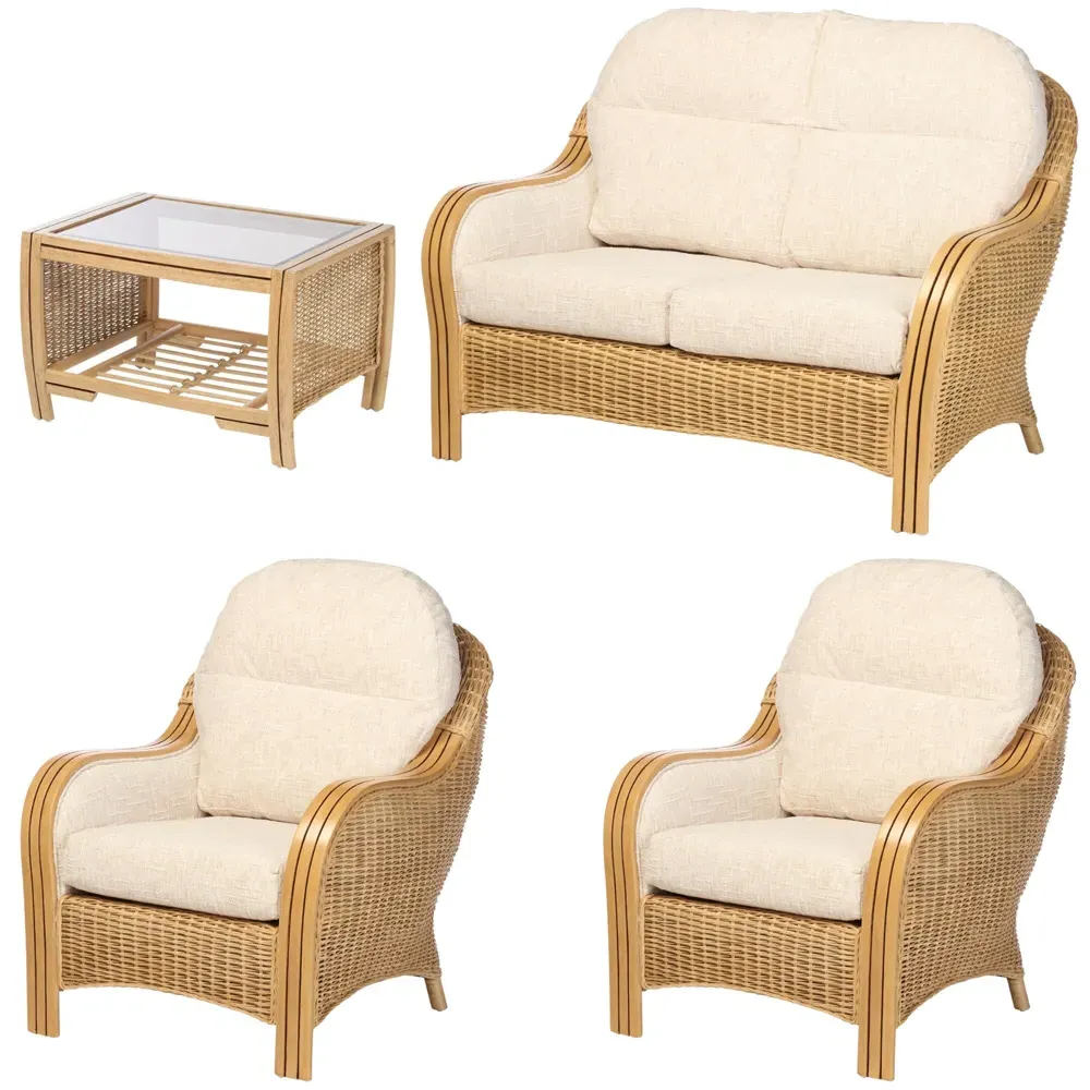 Centurion 4-Seater Sofa Set - Cream, Rattan
