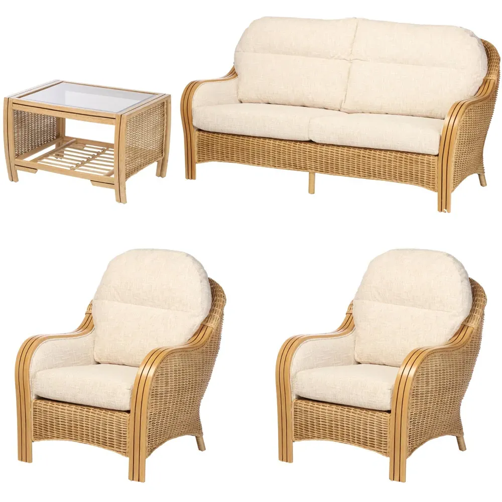 Centurion 5-Seater Sofa Set - Cream, Rattan