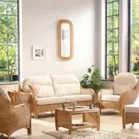 Centurion 5-Seater Sofa Set - Cream, Rattan