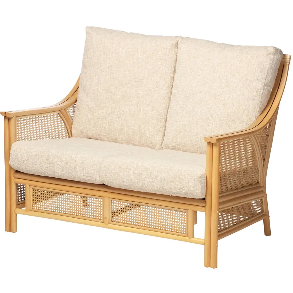 Chester 2-Seater Sofa - Cream, Natural Rattan