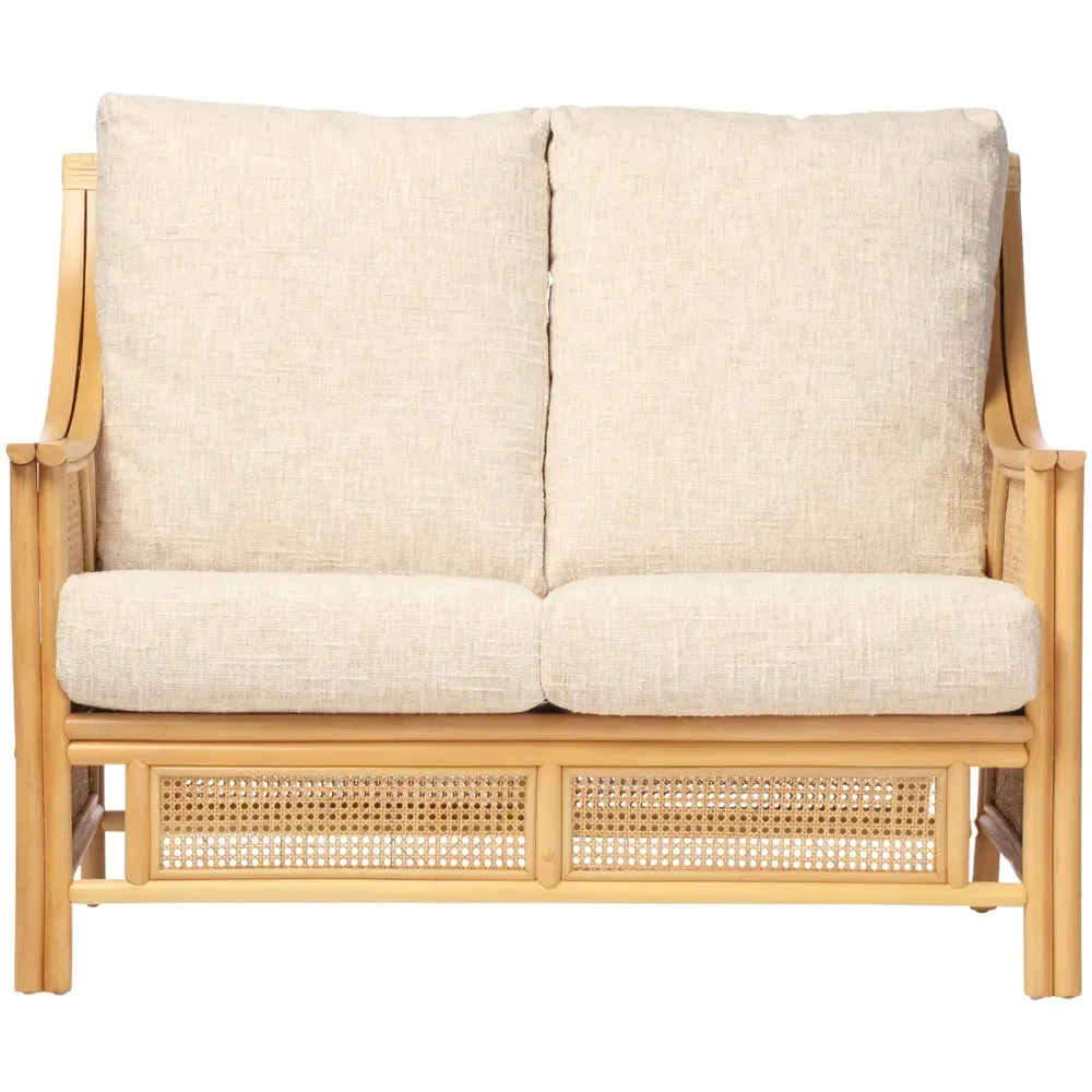 Chester 2-Seater Sofa - Cream, Natural Rattan