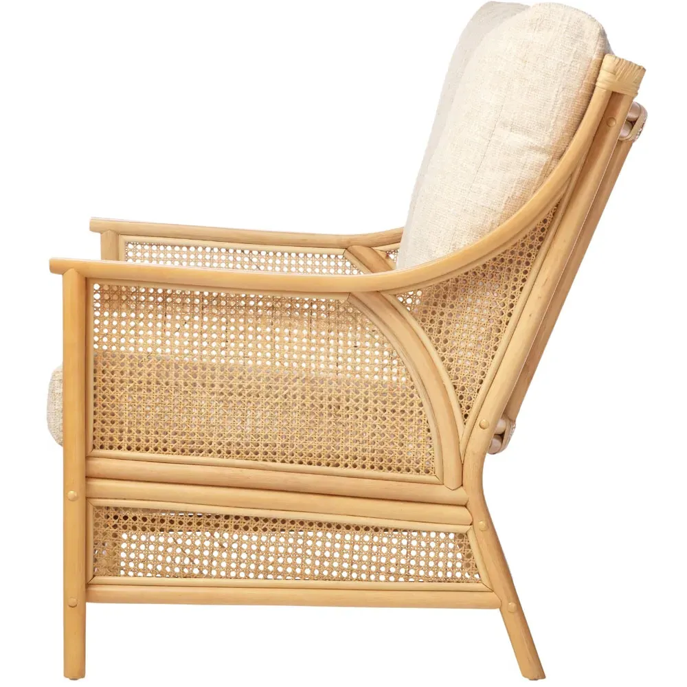 Chester 2-Seater Sofa - Cream, Natural Rattan