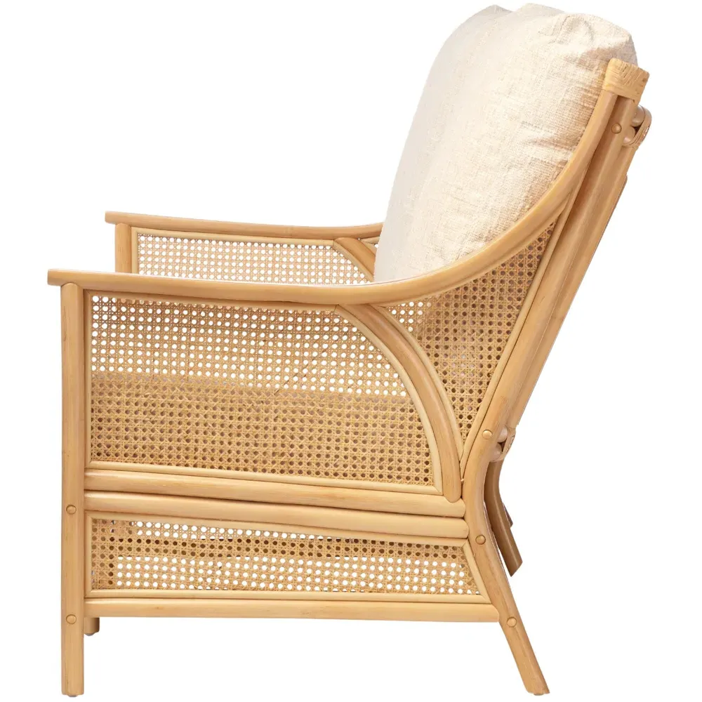 Chester 3-Seater Sofa - Cream, Natural Rattan