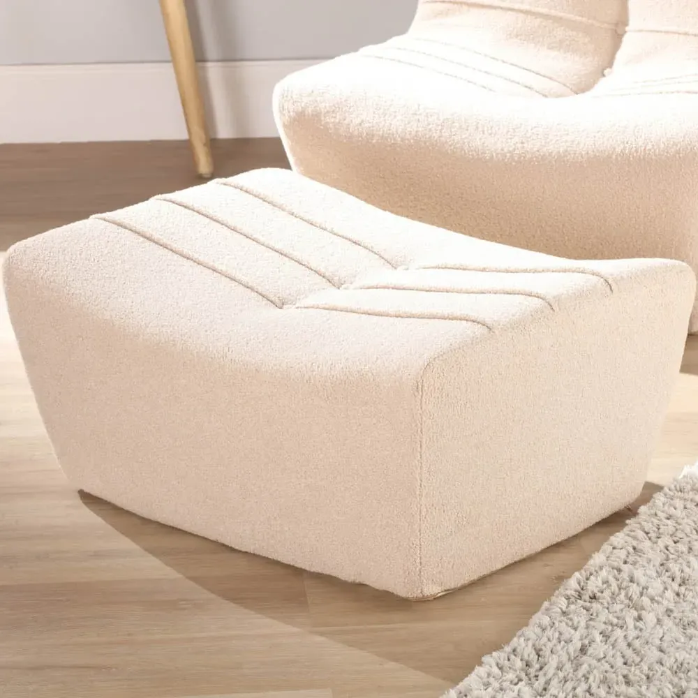Cosy Pouffe Footstool - Cream, Boucle image
