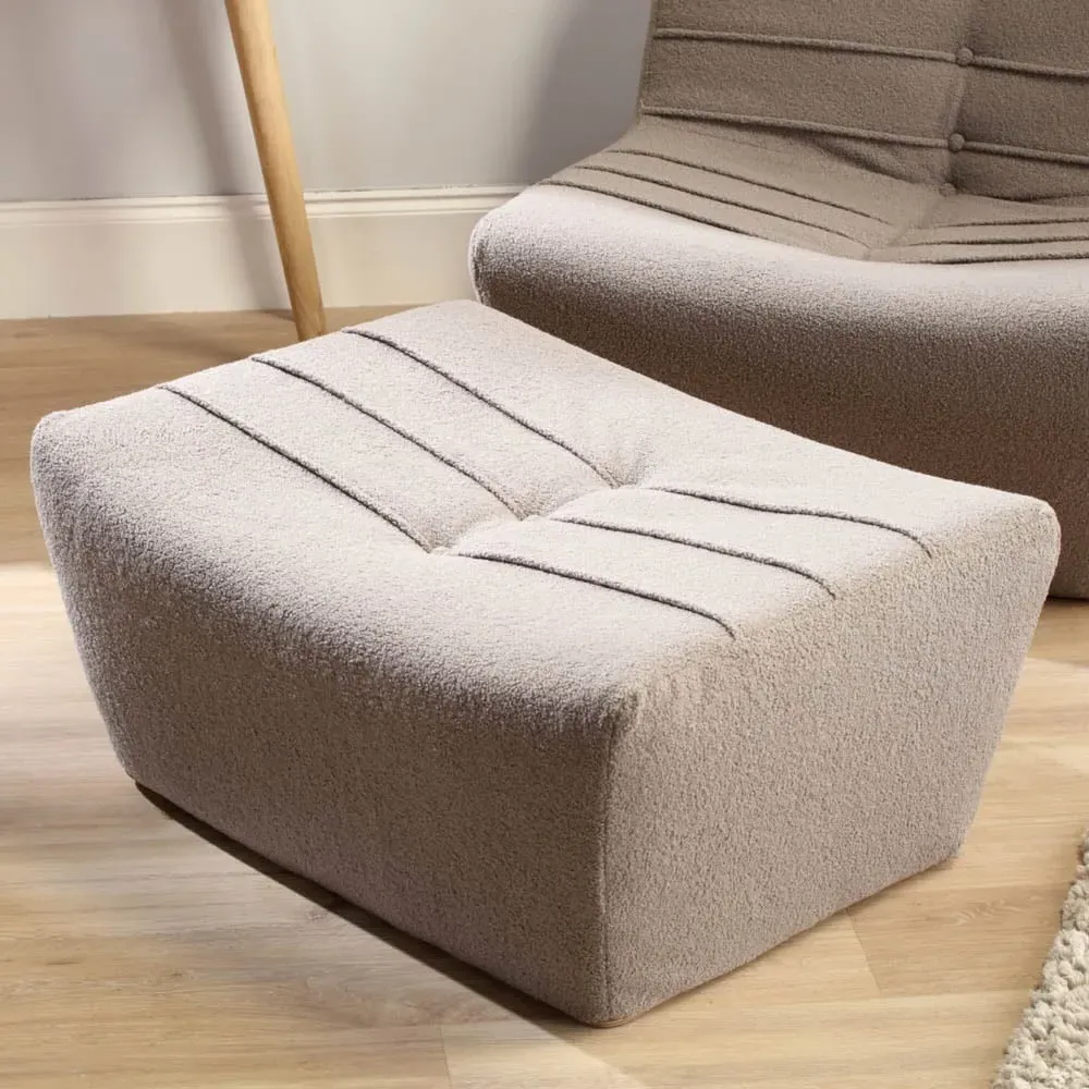 Cosy Pouffe Footstool - Grey, Boucle